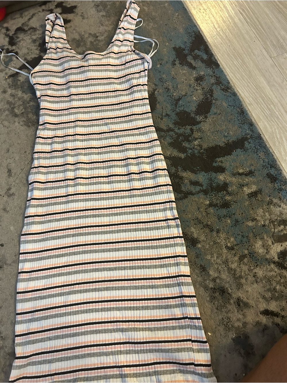 Primark Ribbed Strappy Tank Top in White, Peach, Gray & Black